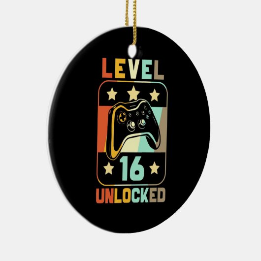 Birthday Gift | niveau 16 ontgrendeld Keramisch Ornament (Rechts)
