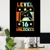 Birthday Gift | niveau 16 ontgrendeld Poster (Thuiskantoor)