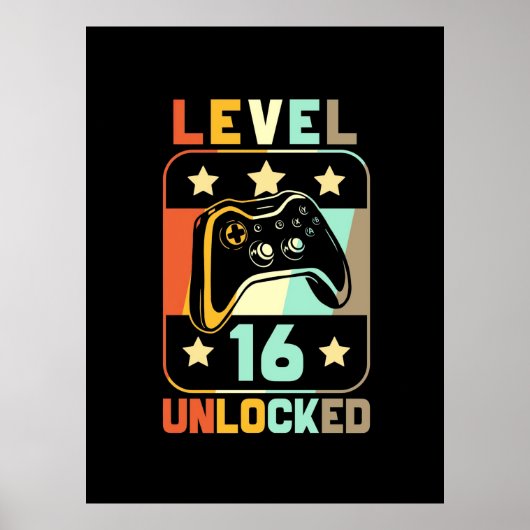 Birthday Gift | niveau 16 ontgrendeld Poster (Voorkant)