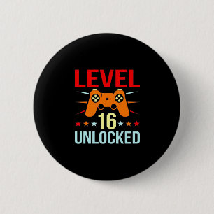 Birthday Gift   Niveau 16 Onvergrendelde gamer Ronde Button 5,7 Cm