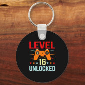 Birthday Gift | Niveau 16 Onvergrendelde gamer Sleutelhanger (Voorkant)