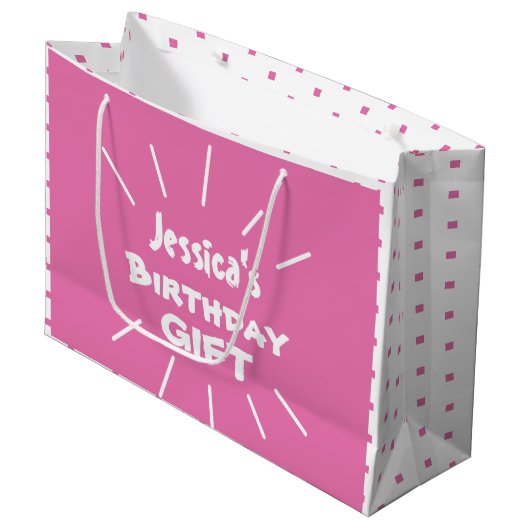 Birthday Gift PINK Persoonlijke cadeautas (Voorkant Gekanteld)
