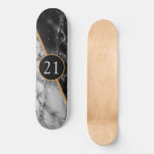 Birthday Gift Skateboard Black White Check Marble (Voorkant)