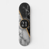 Birthday Gift Skateboard Black White Check Marble (Voorkant)