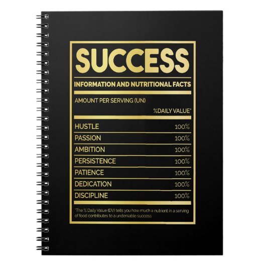 Birthday Gift Succes Nutritional Facts Notitieboek (Voorkant)