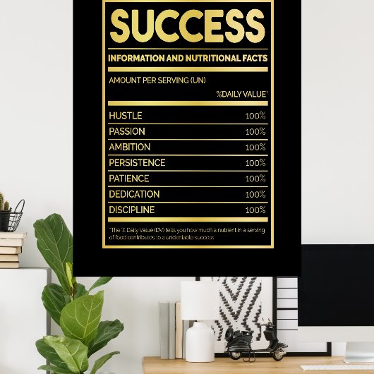 Birthday Gift Succes Nutritional Facts Poster (Thuiskantoor)