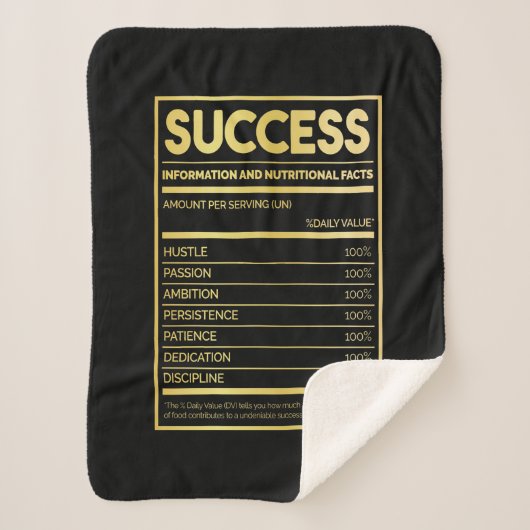 Birthday Gift Succes Nutritional Facts Sherpa Deken (Voorkant)