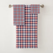 Birthday Gift Towel Coral Navy Plaid for Home Bad Handdoek (Insitu)