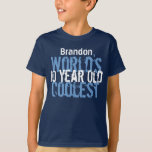 Birthday Gift World's koelste 10-jarige G202 T-shirt<br><div class="desc">Heb je een speciale 10-jarige in je leven?   En hoe zit het dan met 's werelds koelste 10-jarige shirt,  met een plek om een naam toe te voegen?  Alle tekst kan worden aangepast. Cute!</div>