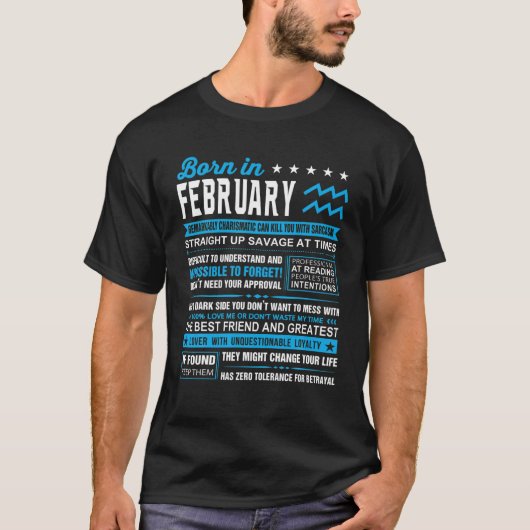 Birthday Gifts, geboren in februari in Aquariu T-shirt (Voorkant)