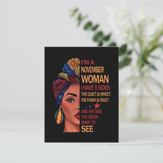 Birthday Gifts | Ik ben een vrouw van november Kaart (Staand voorkant)