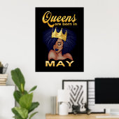 Birthday Gifts | koninginnen worden in mei geboren Poster (Thuiskantoor)
