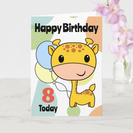 Birthday Giraffe Changeable Age Kaart (Orchidee)
