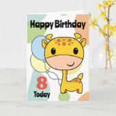 Birthday Giraffe Changeable Age Kaart (Gele Bloem)