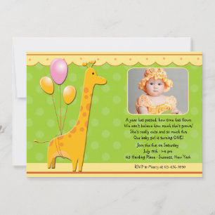 Birthday Giraffe Foto Uitnodiging