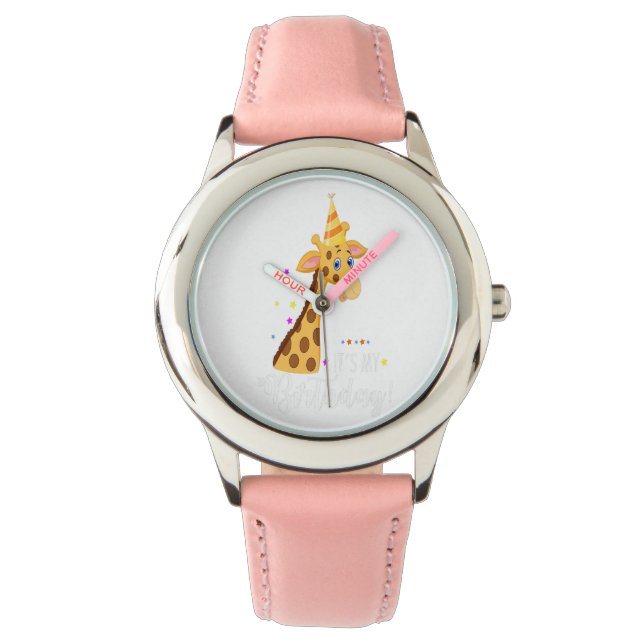 Birthday Giraffe Kind Bekijk de dag voor kinderen Horloge (Voorkant)