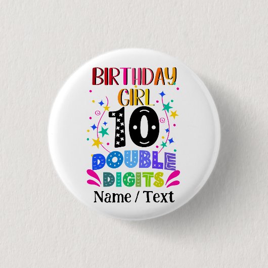 Birthday Girl 10 dubbele cijfers Ronde Button 3,2 Cm (Voorkant)
