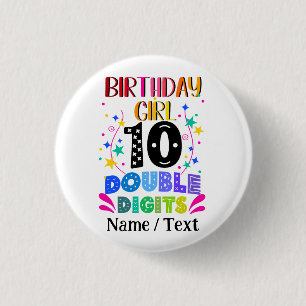 Birthday Girl 10 dubbele cijfers Ronde Button 3,2 Cm