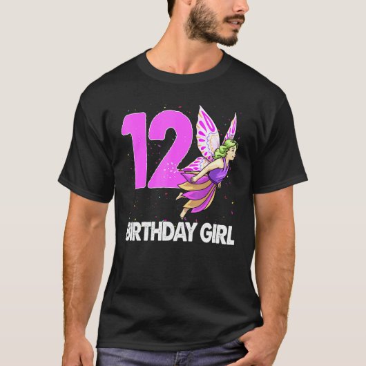 Birthday Girl 12 Weemens Fairy Love T - shirts Bir (Voorkant)