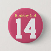 Birthday Girl 14 Ronde Button 5,7 Cm (Voorkant)