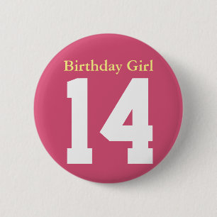 Birthday Girl 14 Ronde Button 5,7 Cm