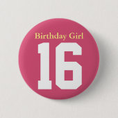 Birthday Girl 16 Ronde Button 5,7 Cm (Voorkant)