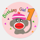 Birthday Girl "1" Ronde Sticker (Voorkant)