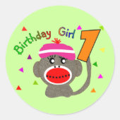 Birthday Girl "1" Ronde Sticker (Voorkant)