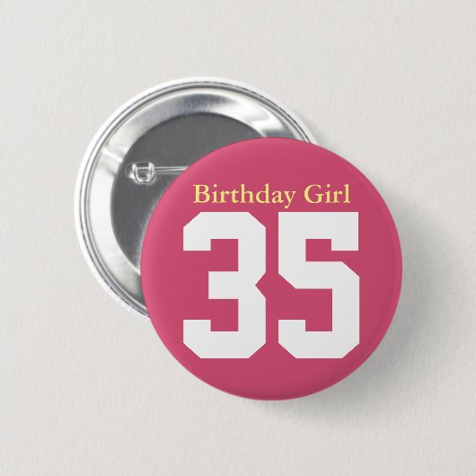 Birthday Girl 35 Ronde Button 5,7 Cm (Voorkant /achterkant)