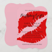 Birthday Girl & 40 Red Lipstick met Bleek Roze Kaart (Voorkant / Achterkant)