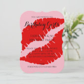 Birthday Girl & 40 Red Lipstick met Bleek Roze Kaart (Staand voorkant)