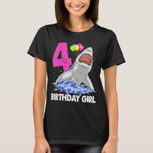 Birthday Girl 4 Shark Women Celebration T-shirt