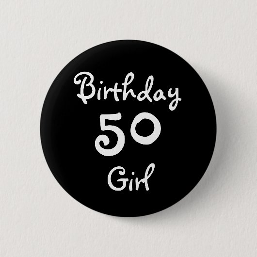 Birthday Girl 50 Ronde Button 5,7 Cm (Voorkant)