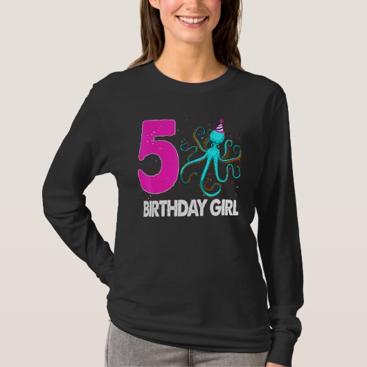 Birthday Girl 5 Octopus Love T-shirt (Voorkant)