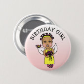 Birthday Girl African America Diary Button (Voorkant /achterkant)