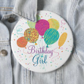 Birthday Girl Animal Pattern-ballonnen Button (In situ)