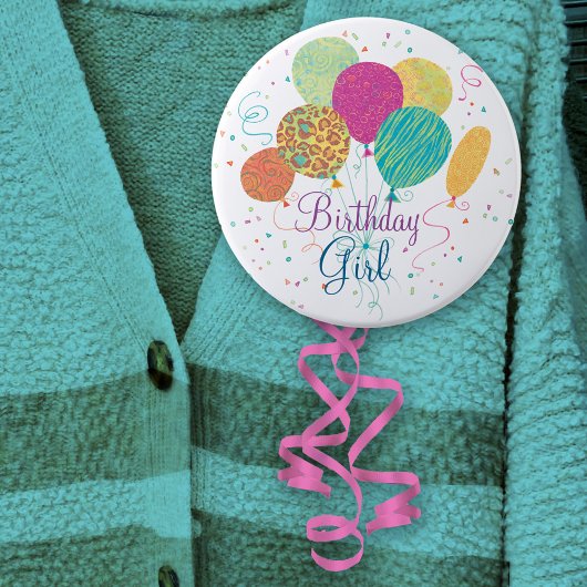 Birthday Girl Animal Pattern-ballonnen Button