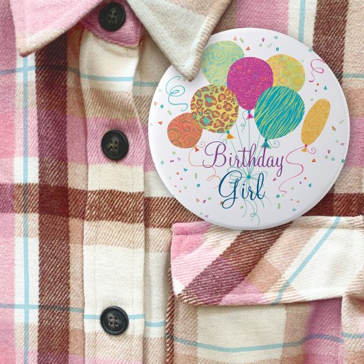 Birthday Girl Animal Pattern-ballonnen Button