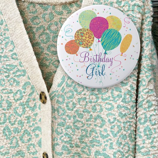 Birthday Girl Animal Pattern-ballonnen Button