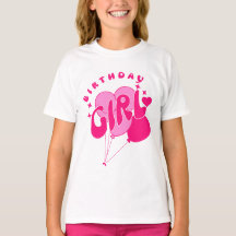 Birthday Girl Balloons & Heart T-Shirt -Cute Party