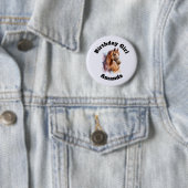 Birthday Girl Brown Horse Head Portrait Ronde Button 5,7 Cm (In situ)