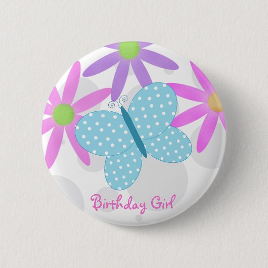 Birthday Girl Butterfly Button (Voorkant)