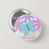Birthday Girl Butterfly Button (Voorkant /achterkant)