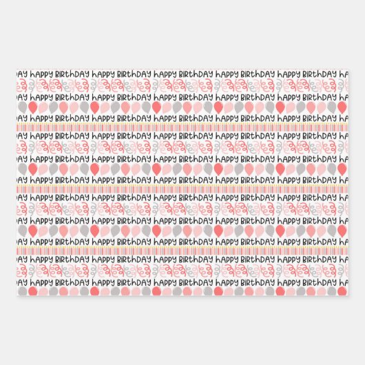Birthday Girl Coordinating Pattern Wrapping Paper (Voorkant)