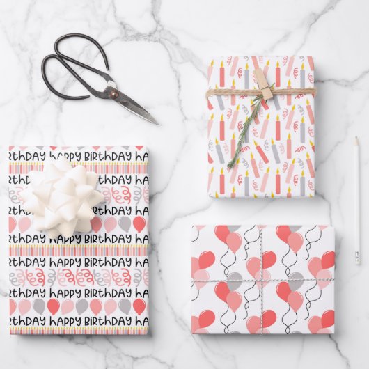 Birthday Girl Coordinating Pattern Wrapping Paper (Voorkant)