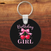 Birthday Girl Coquette Bow Cherry Birthday Girls W Sleutelhanger (Voorkant)