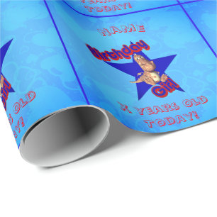 Birthday Girl Cute Dinosaur Persoonlijke verjaarda Cadeaupapier