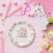 Birthday Girl Cute Elephant Pink-ballonnen Papieren Bordje (Feest)