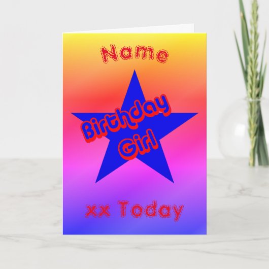 Birthday Girl Cute Personalized Birthday Kaart (Voorkant)