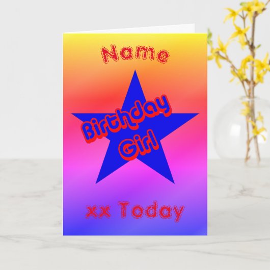 Birthday Girl Cute Personalized Birthday Kaart (Gele Bloem)